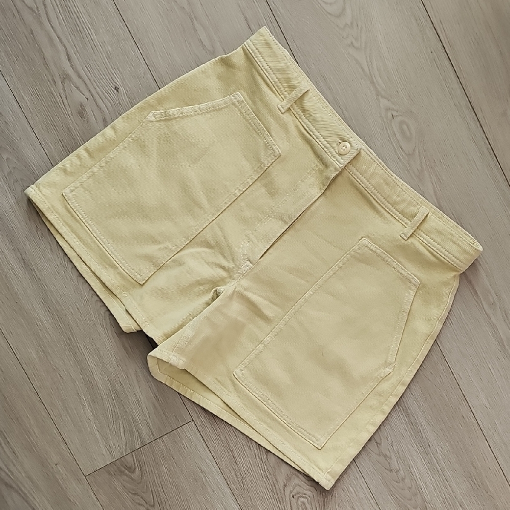 Wilfred Light Butter Yellow High Waisted Modern Utility Short, Sz 12